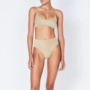 Triangl Kate Gold Metallic Bikini High Rise Cheeky Swimsuit Bathing